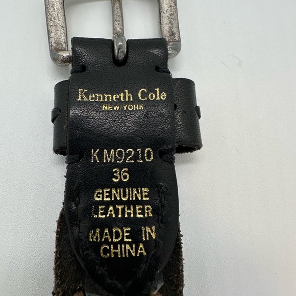 Kenneth Cole New York Black Leather Belt Size 36 - Picture 4 of 8